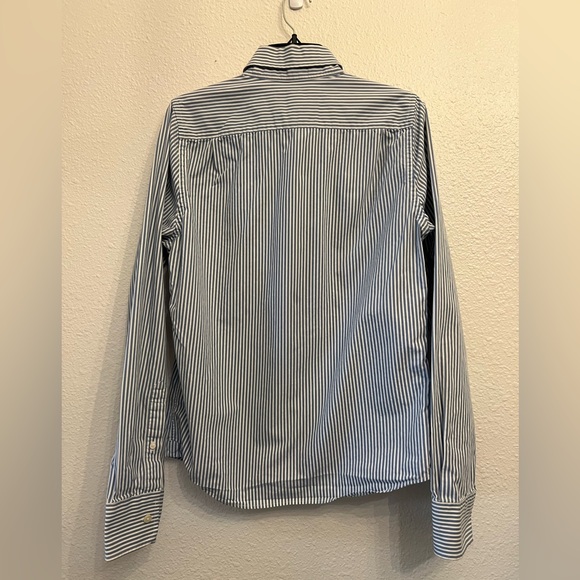 Abercrombiemvie & Fitch mens muscle button down blue white stripes medium - Picture 2 of 5